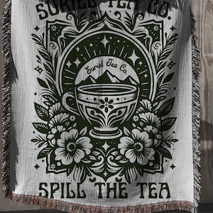 Suriel Tea Co Woven Blanket LICENSED Sarah J Maas Blanket Acotar Blanket SJM Blanket Book Blanket Acotar Decor Book Nook Decor Fantasy Decor