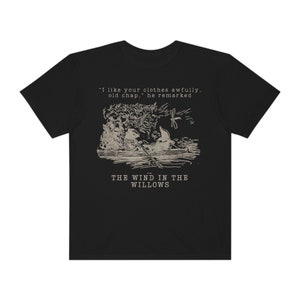 Vintage Wind In The Willows Light Academia Shirt Vintage Book Shirt Bookish Crewneck Cottage Core Shirt Forestcore Shirt Dark Botanical Black