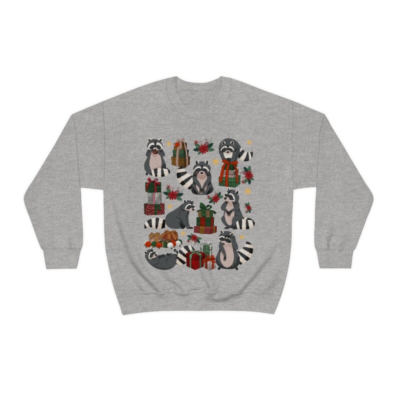 Waschbär Pullover Weihnachten Rundhalsausschnitt Trash Panda Waschbär Sweatshirt Waschbär Shirt Cottage Core Pullover Waldland Weihnachten Waschbär T-Shirt Bild 9