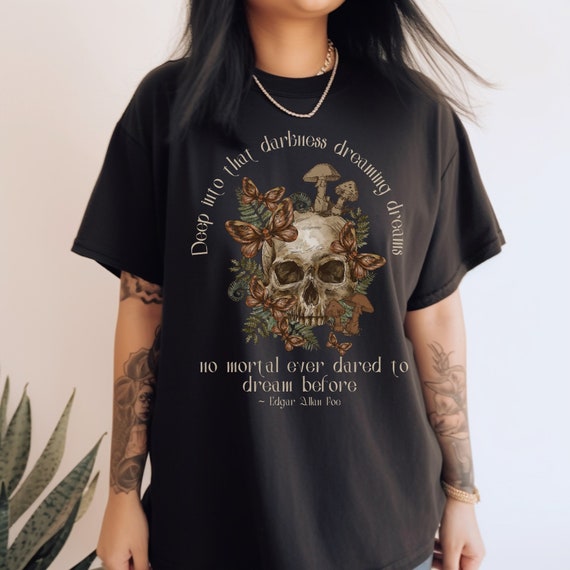 Edgar Allan Poe Whimsigoth Clothing Goblincore Shirt Edgar Allen Poe Moth Shirt Literature Shirt Whimsigoth Shirt Dark Academia Poet Shirt