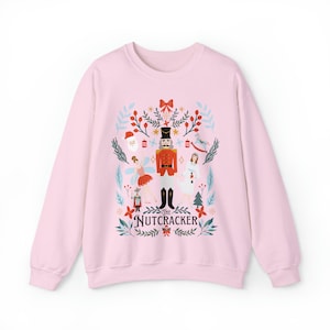 The Nutcracker Sugar Plum Fairy Nutcracker Sweater Scandinavian Sweater Hygee Sweatshirt Pink Christmas Pastel Christmas Nutcracker Shirt image 5