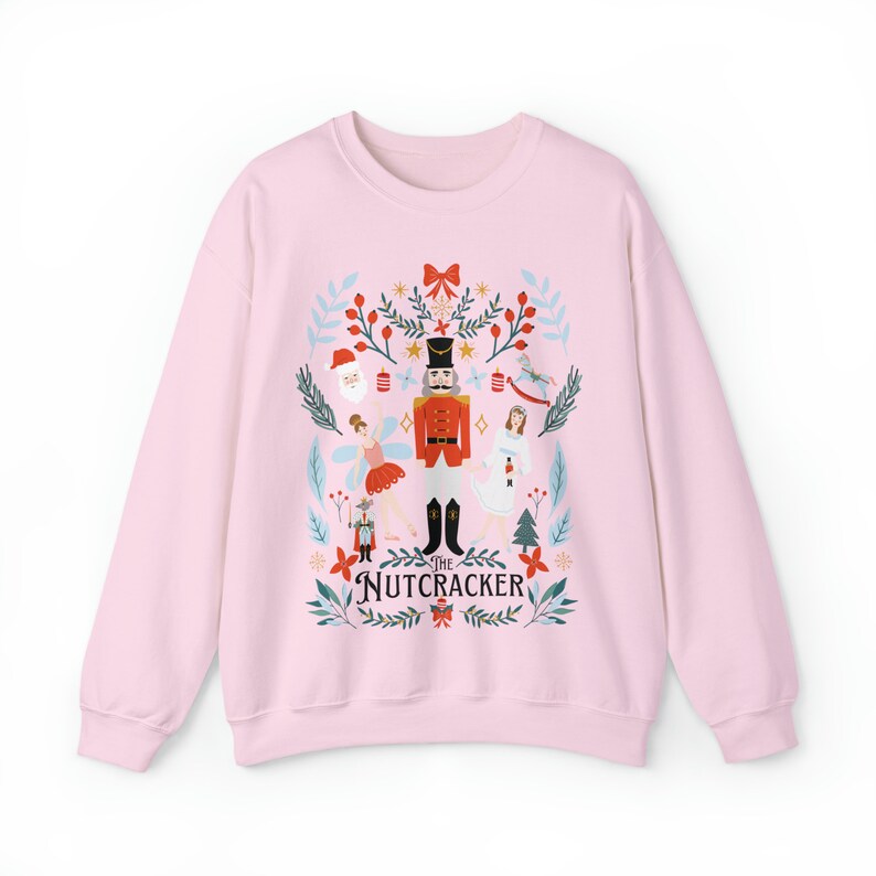 The Nutcracker Sugar Plum Fairy Nutcracker Sweater Scandinavian Sweater Hygee Sweatshirt Pink Christmas Pastel Christmas Nutcracker Shirt image 5