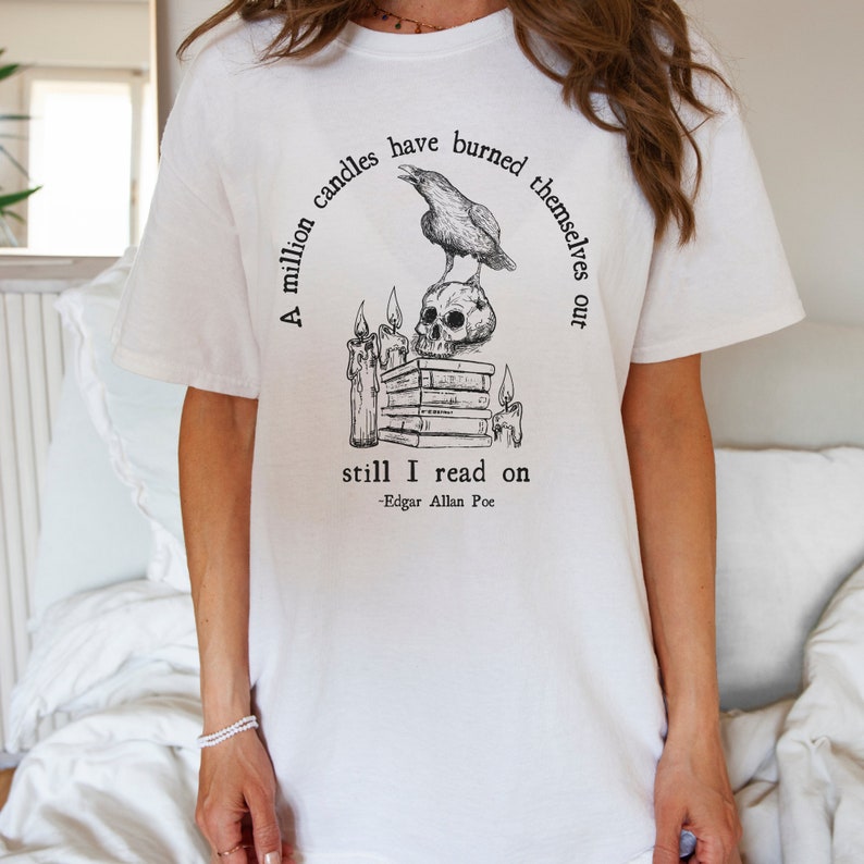 Edgar Allan Poe Skull Shirt Poet Shirt Bookish Shirt Dark Academia Shirt Dark Cottagecore Poe T Shirt Comfort Colors Raven Shirt Goth Shirt image 4