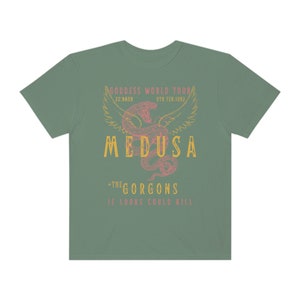 Medusa Distressed Band Tee Vintage Band T Shirt Snake Shirt Greek Mythology Greek Goddess Medusa Shirt Greek Apparel Grunge Fairycore Moss