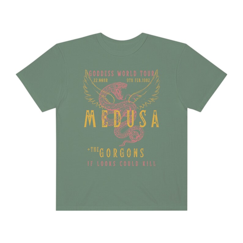 Medusa Distressed Band Tee Vintage Band T Shirt Snake Shirt Greek Mythology Greek Goddess Medusa Shirt Greek Apparel Grunge Fairycore Moss