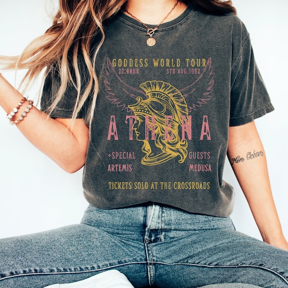Comfort Colors Athena Shirt Medusa Shirt Artemis Shirt Distressed Band Tee Goddess Shirt Greek Mythology Shirt Greek Apparel Mythical Shirt