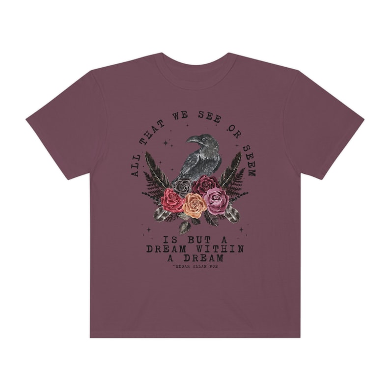 Edgar Allan Poe Dark Botanical Cottage Core Shirt Dark Cottagecore Bookish Crewneck Poet Shirt Edgar Allen Poe Bookish Merch Dark Academia Vineyard