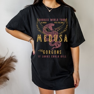 Medusa Distressed Band Tee Vintage Band T Shirt Snake Shirt Greek Mythology Greek Goddess Medusa Shirt Greek Apparel Grunge Fairycore Black