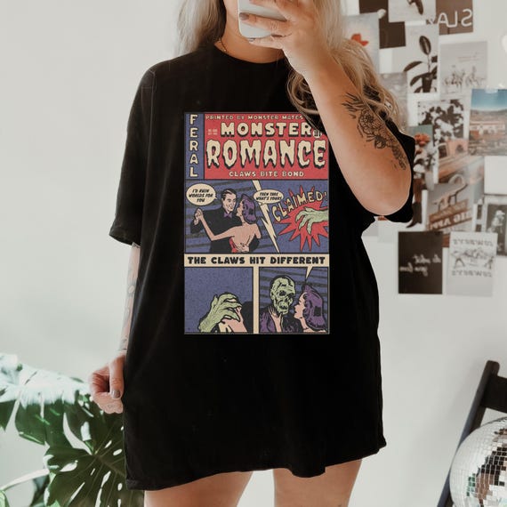 Monster Romance Retro Comic Strip Book Trope Dark Romance Bookish Things Tentacles Werewolf Smut Reader Gift Romantasy Smut Stuff 90s Shirt