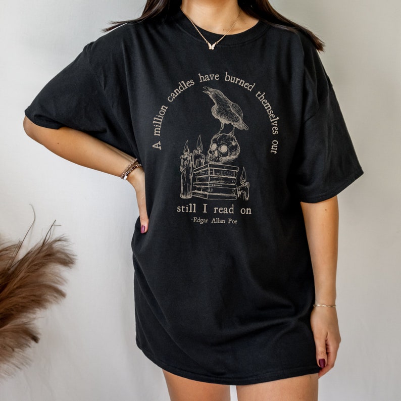 Edgar Allan Poe Skull Shirt Poet Shirt Bookish Shirt Dark Academia Shirt Dark Cottagecore Poe T Shirt Comfort Colors Raven Shirt Goth Shirt image 3