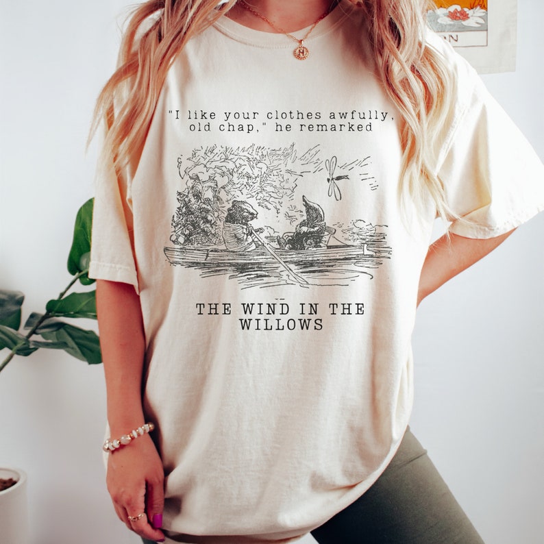 Vintage Wind In The Willows Light Academia Shirt Vintage Book Shirt Bookish Crewneck Cottage Core Shirt Forestcore Shirt Dark Botanical Ivory