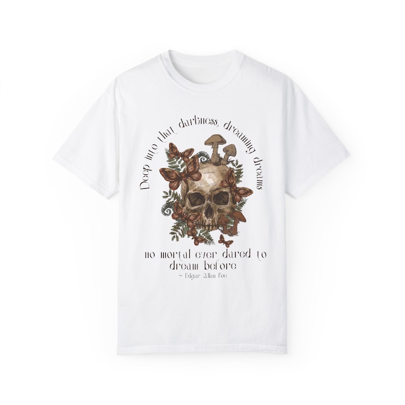 Maglietta Edgar Allan Poe Whimsigoth Clothing Maglietta Goblincore Maglietta Edgar Allan Poe Moth Maglietta Letteratura Maglietta Whimsigoth Maglietta Poeta Dark Academia White