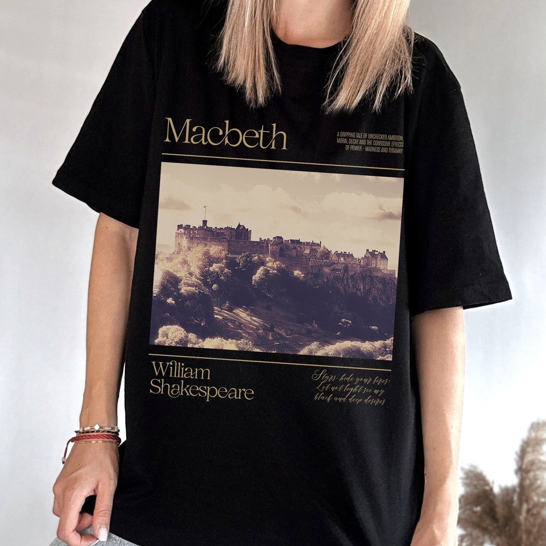 Women's T-Shirts [Out of Print] William Shakespeare / Macbeth Scoop Neck Tee (Black) (Womens) Macbeth Shirt Shakespeare Shirt Bookish Shakespeare Tshirt