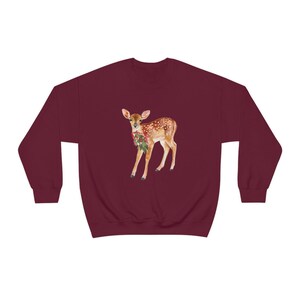 Deer Sweater Coquette Clothing Deer Sweatshirt Christmas Crewneck Christmas Sweater Reindeer Sweatshirt Coquette Top Victorian Aesthetic image 7
