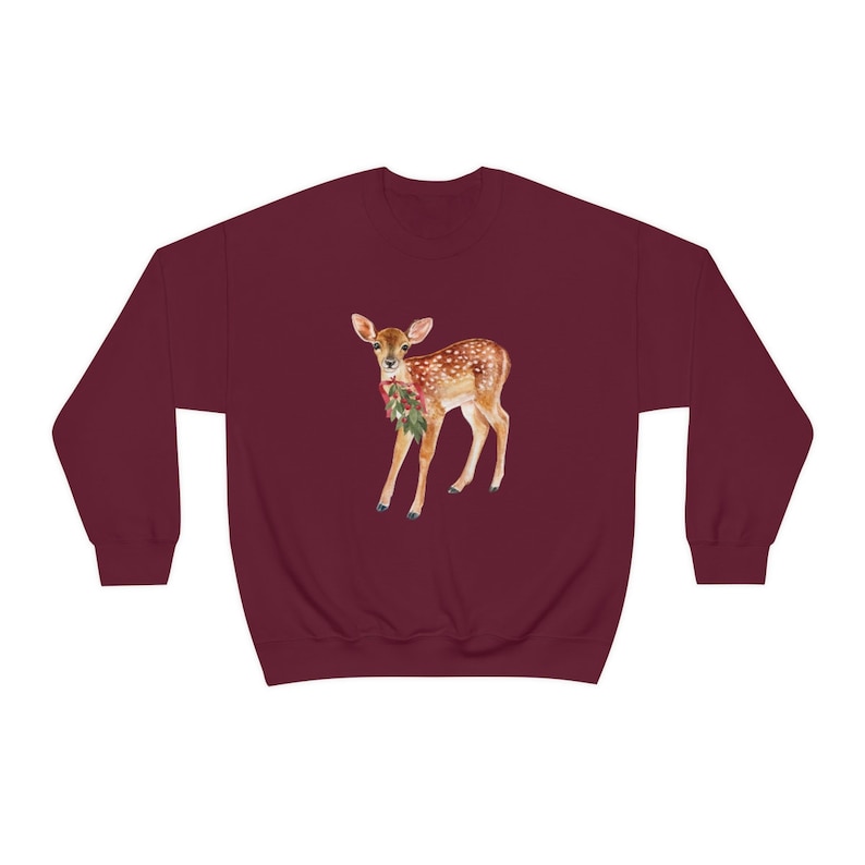 Deer Sweater Coquette Clothing Deer Sweatshirt Christmas Crewneck Christmas Sweater Reindeer Sweatshirt Coquette Top Victorian Aesthetic image 7