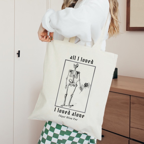 Edgar Allan Poe Poet Tote Bag Trendy Tote Bag Dark Academia Book Tote Aesthetic Tote Bag Edgar Allen Poe Goth Tote Bag Reading Tote Bag