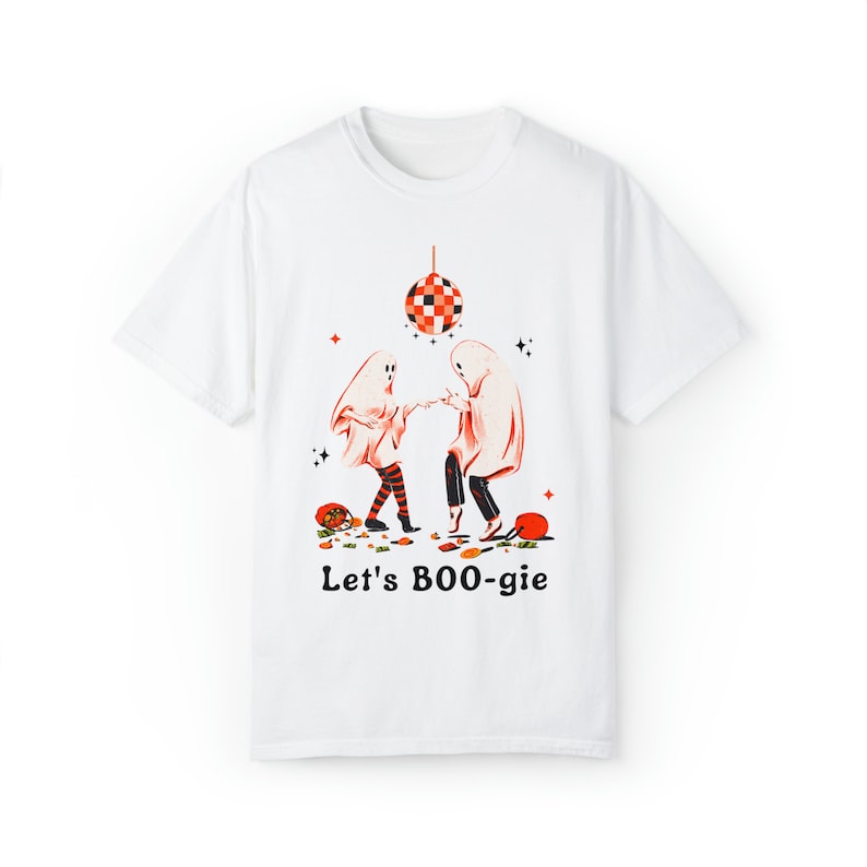 Comfort Colors Lets Boogie Ghost クルーネック Boo クルーシャツ ハロウィン クルーネック Ghost セーター Hey Boo シャツ Boo スウェットシャツ Ghost パーカー White
