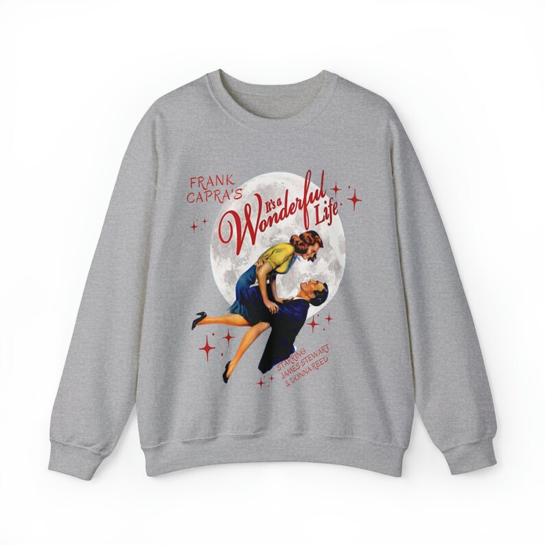 ¡Qué bello es vivir! Ropa navideña Lasso The Moon Sudadera navideña con cuello redondo George Lassos Moon Bedford Falls Sudadera navideña con película imagen 6