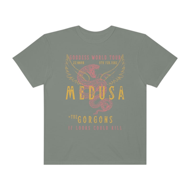 Medusa Distressed Band Tee Vintage Band T Shirt Snake Shirt Greek Mythology Greek Goddess Medusa Shirt Greek Apparel Grunge Fairycore Grey