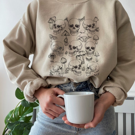 Goblincore Sweater Cottagecore Sweater Mushroom Sweatshirt Dark Cottagecore Forestcore Clothing Gothic Sweater Skull Sweater Skull Hoodie