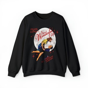 ¡Qué bello es vivir! Ropa navideña Lasso The Moon Sudadera navideña con cuello redondo George Lassos Moon Bedford Falls Sudadera navideña con película imagen 7
