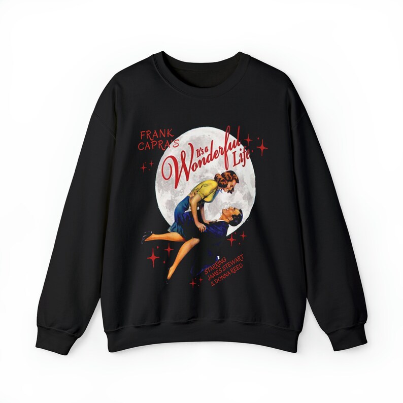 ¡Qué bello es vivir! Ropa navideña Lasso The Moon Sudadera navideña con cuello redondo George Lassos Moon Bedford Falls Sudadera navideña con película imagen 7