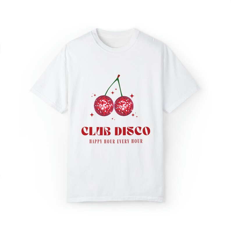 Retro Cherry Shirt Club Disco Shirt 70's Disco Shirt Disco Bride Disco Bachelorette Disco Outfit Cherry Shirt Mirrorball Shirt Cherry Disco White