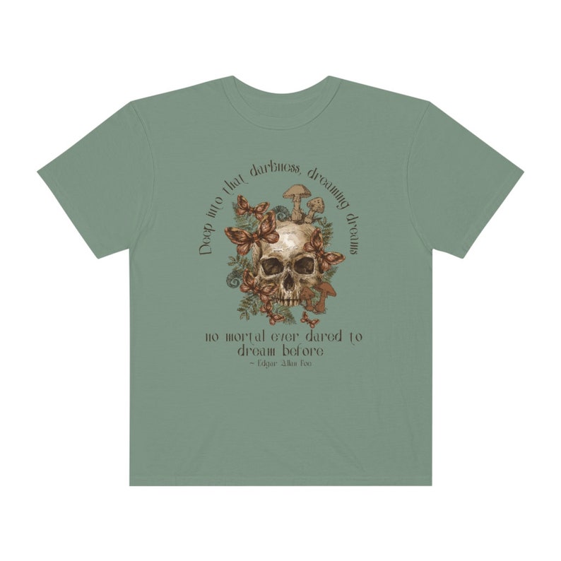 Edgar Allan Poe Goblincore Shirt Mushroom Shirt Poe T Shirt Cottagecore Shirt Dark Academia Moth Shirt Comfort Colors Forestcore Clothing image 6