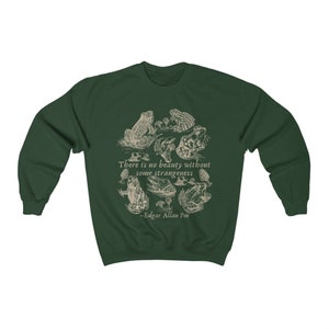 Edgar Allan Poe Goblincore Sweater Frog Sweatshirt Mushroom Sweatshirt Forestcore Clothing Goblincore Hoodie Poet Shirt Cottagecore Sweater image 6