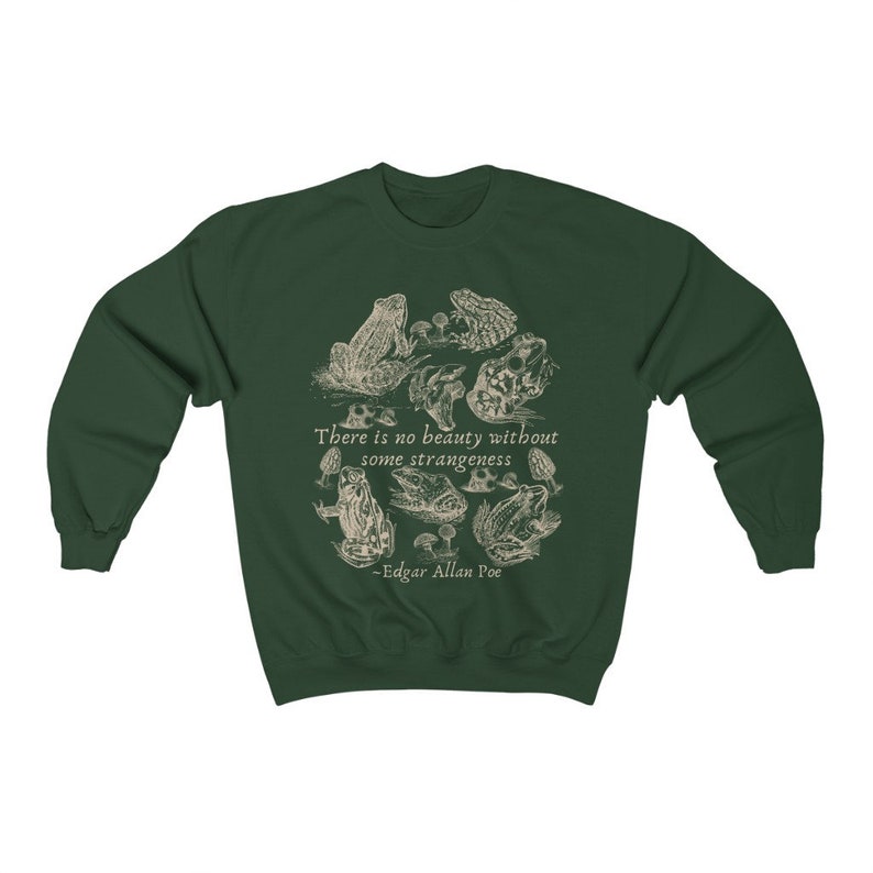 Edgar Allan Poe Goblincore Sweater Frog Sweatshirt Mushroom Sweatshirt Forestcore Clothing Goblincore Hoodie Poet Shirt Cottagecore Sweater image 6