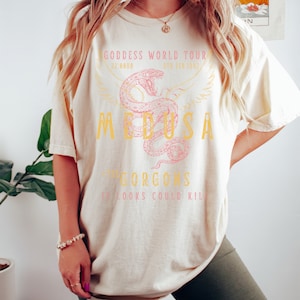Medusa Distressed Band Tee Vintage Band T Shirt Snake Shirt Greek Mythology Greek Goddess Medusa Shirt Greek Apparel Grunge Fairycore Ivory