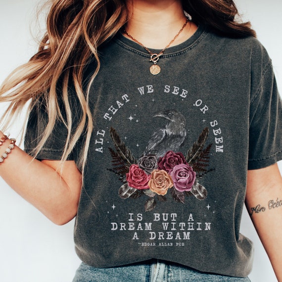 Edgar Allan Poe Dark Botanical Cottage Core Shirt Dark Cottagecore Bookish Crewneck Poet Shirt Edgar Allen Poe Bookish Merch Dark Academia