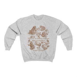 Edgar Allan Poe Goblincore Sweater Frog Sweatshirt Mushroom Sweatshirt Forestcore Clothing Goblincore Hoodie Poet Shirt Cottagecore Sweater image 7