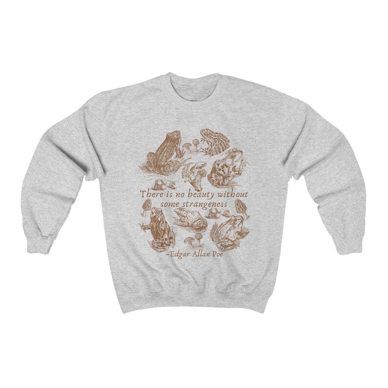 Edgar Allan Poe Goblincore Sweater Frog Sweatshirt Mushroom Sweatshirt Forestcore Clothing Goblincore Hoodie Poet Shirt Cottagecore Sweater image 7