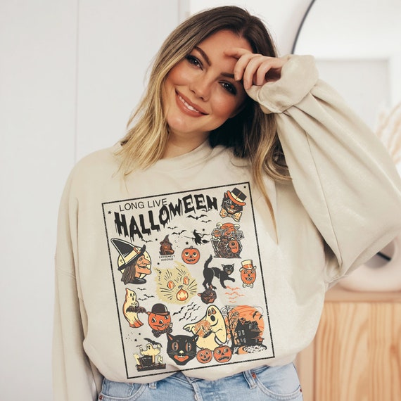 Long Live Halloween Spooky Sweater Halloween Crewneck Spooky Cat Black Cat Sweatshirt Pumpkin Crewneck Witch Sweatshirt Ghost Sweater
