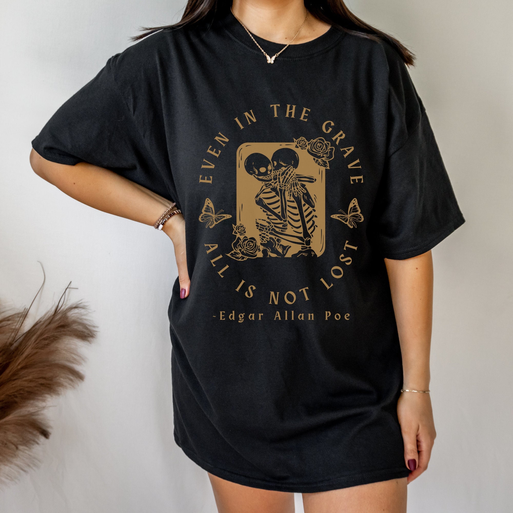 Edgar Allan Poe Memento Mori Shirt Dark Cottagecore Skeleton - Etsy