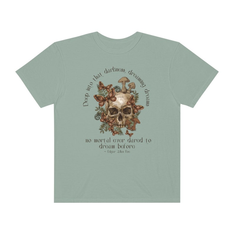 Edgar Allan Poe Goblincore Shirt Mushroom Shirt Poe T Shirt Cottagecore Shirt Dark Academia Moth Shirt Comfort Colors Forestcore Clothing image 5