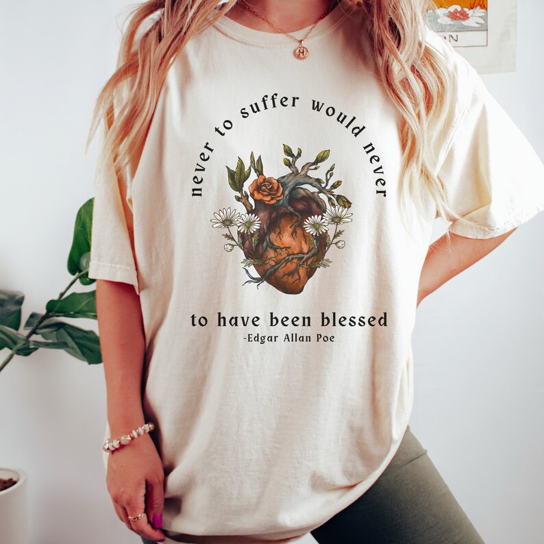 Comfort Colors Edgar Allan Poe Dark Academia Shirt Goblincore Shirt Bookish Shirt Dark Cottagecoe Poet Shirt Poe T Shirt Goth Shirt Ivory