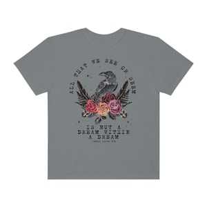 Edgar Allan Poe Dark Botanical Cottage Core Shirt Dark Cottagecore Bookish Crewneck Poet Shirt Edgar Allen Poe Bookish Merch Dark Academia Granite