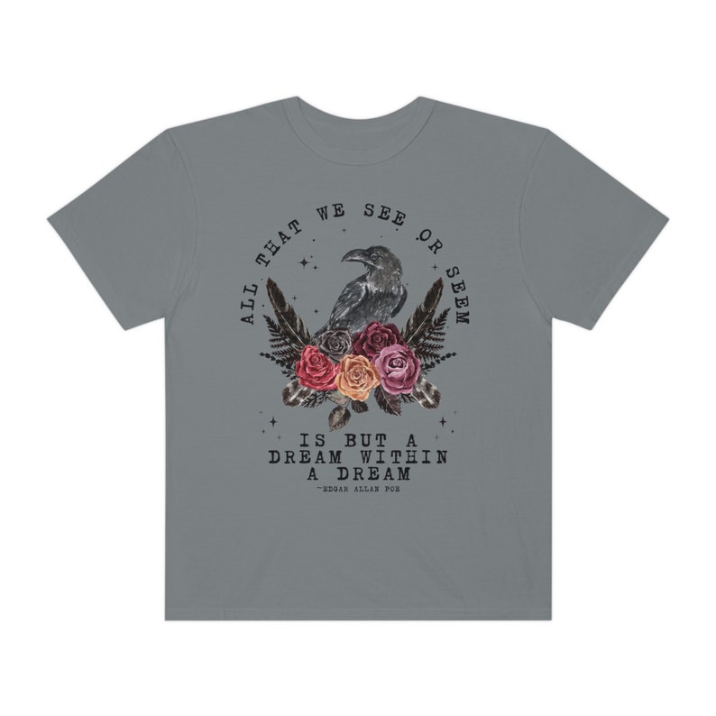 Edgar Allan Poe Dark Botanical Cottage Core Shirt Dark Cottagecore Bookish Crewneck Poet Shirt Edgar Allen Poe Bookish Merch Dark Academia Granite