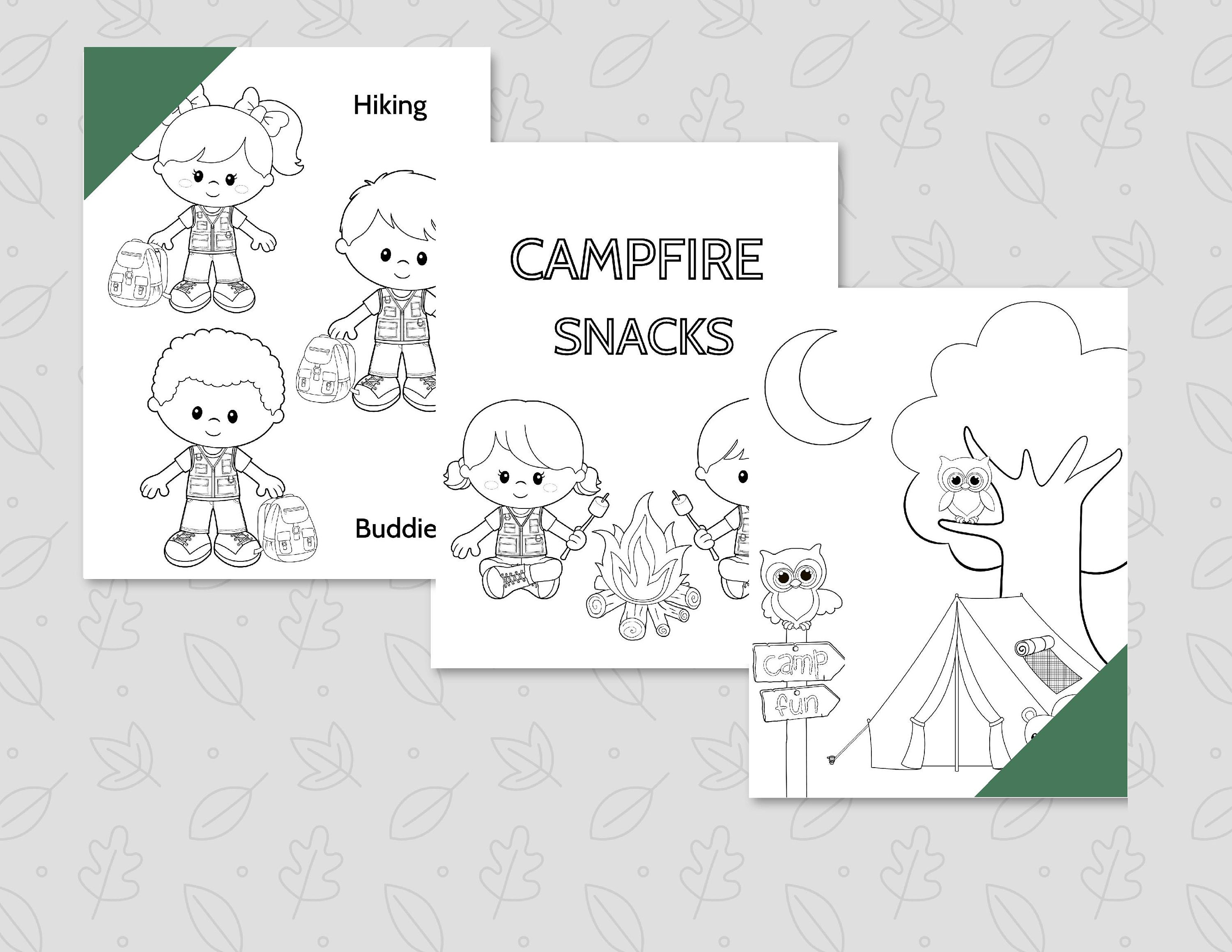 Camping Coloring Sheets Printable 8.5 x 11 | Etsy