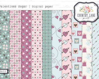 Valentines Sugar - Digital Paper | 12 x 12 | 25 Patterns | Scrapbooking | Junk Journals | Card Making |