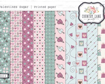 12 x 12 Printed Valentines Sugar Papers - Single Sided Scrapbook | Junk Journal | Mini Albums 120 GSM Paper