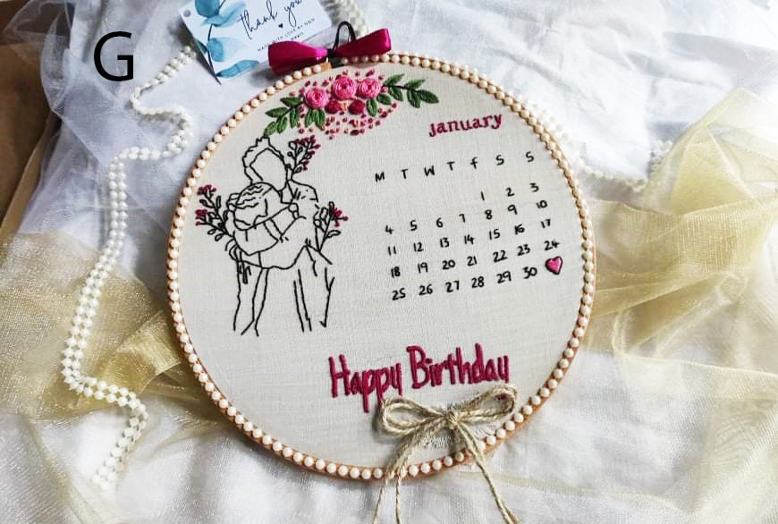 Embroider Handmade Calendar Hoop Art/ Mother's Day Etsy