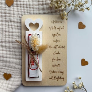 Dankesgeschenk für Hebamme – Personalisiertes Geschenk mit Gravur, Holzkarte mit Deko, Liebevolle Aufmerksamkeit für Geburtsbegleitung