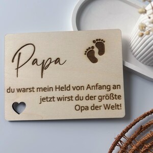 Schwangerschaft verkünden Opa, Papa wird Opa Geschenk, werdender Opa Überraschung, Holzkarte Baby Reveal, Gravur Holzschild