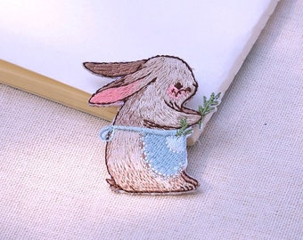 6PCS/Lot Cute Rabbit DIY Patches Embroidered Iron On Sew On Patch For Clothing