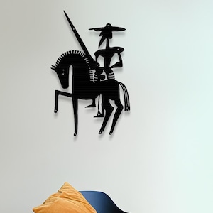 Don Quijote Metallwandkunst: Modernes Silhouette-Dekor