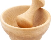 Wooden Pestle and Mortar Spice Herbs Crusher Cooking Kitchen