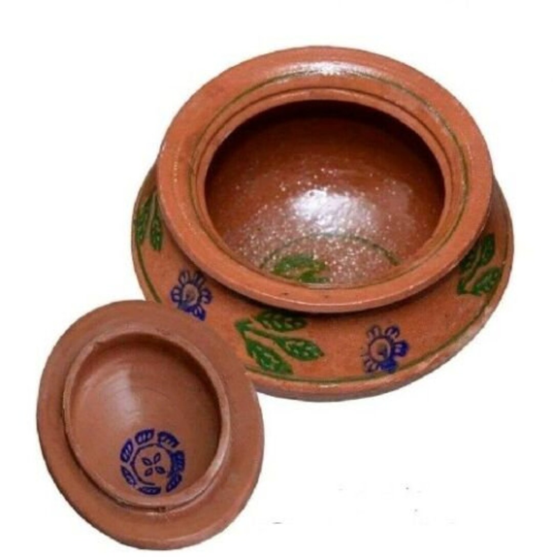 Clay Handi/earthen Kadai/clay Pot for Cooking & Serving With Lid, Size Available 3l/3kg and 2l